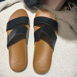 Reef Women's Black and Brown Slide Sandals